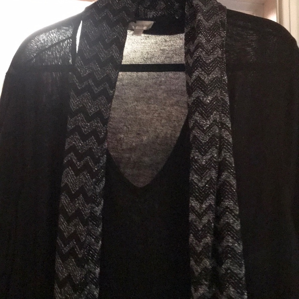 Avenue Black & Silver Sweater with Scarf!